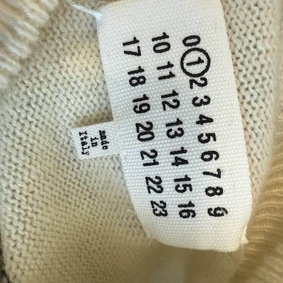 Maison Margiela Wool Blend Cream/Navy/Yellow Printed Sweater Size S - Picture 7 of 11